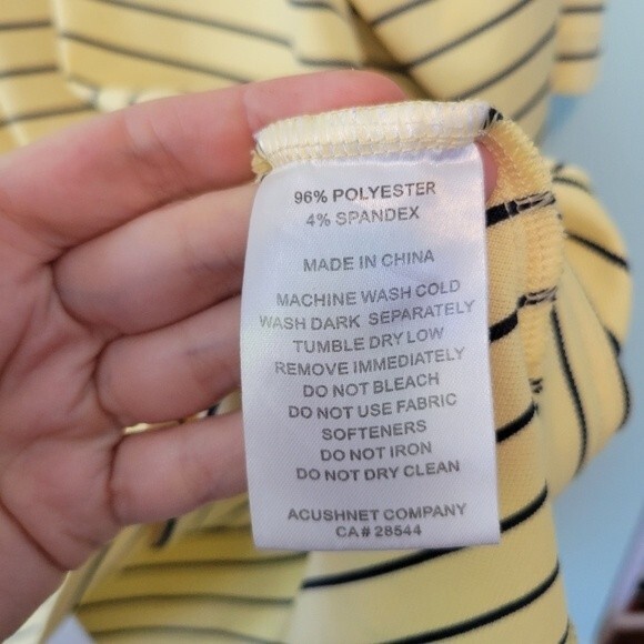 FootJoy Men's Yellow & Navy Stripe Polo Shirt Size Large - Picture 6 of 6